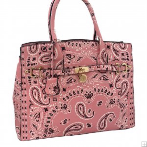 New White Or Pink Bandana Handbag - Picture 3 of 3